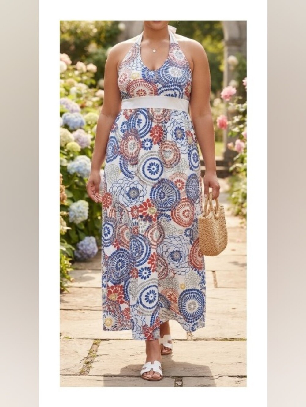 Caren Sport Maxi Summer Dress Halter Neckline Size 2X